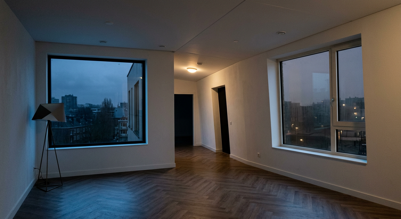 Suspiciously perfect modern apartment interior with subtle visual inconsistencies