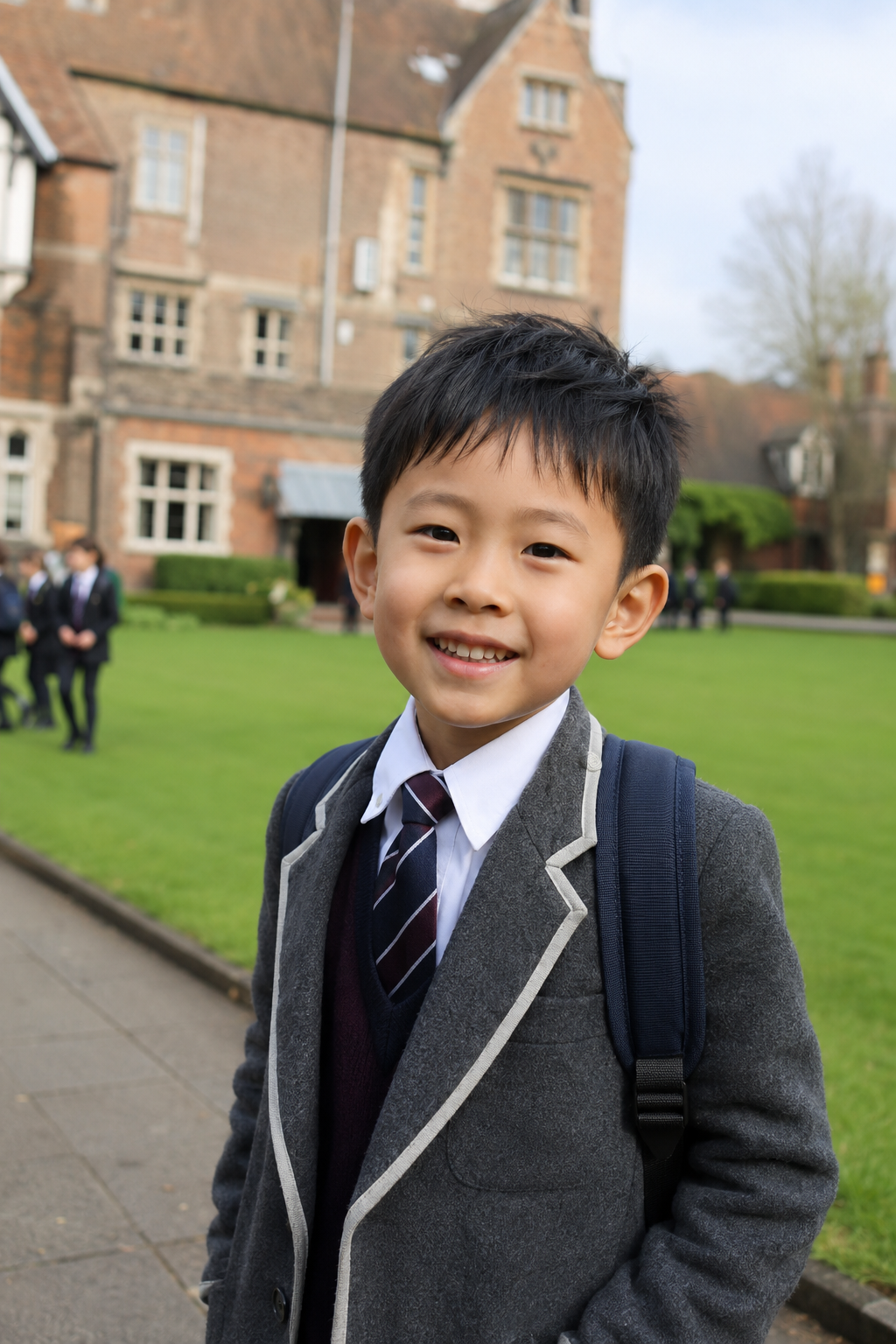 Primary school child on a UK school campus